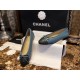 Chanel Haze Blue with Forest Green Patchwork Sheepskin Ballet Flats