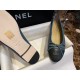 Chanel Haze Blue with Forest Green Patchwork Sheepskin Ballet Flats