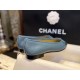 Chanel Haze Blue with Forest Green Patchwork Sheepskin Ballet Flats