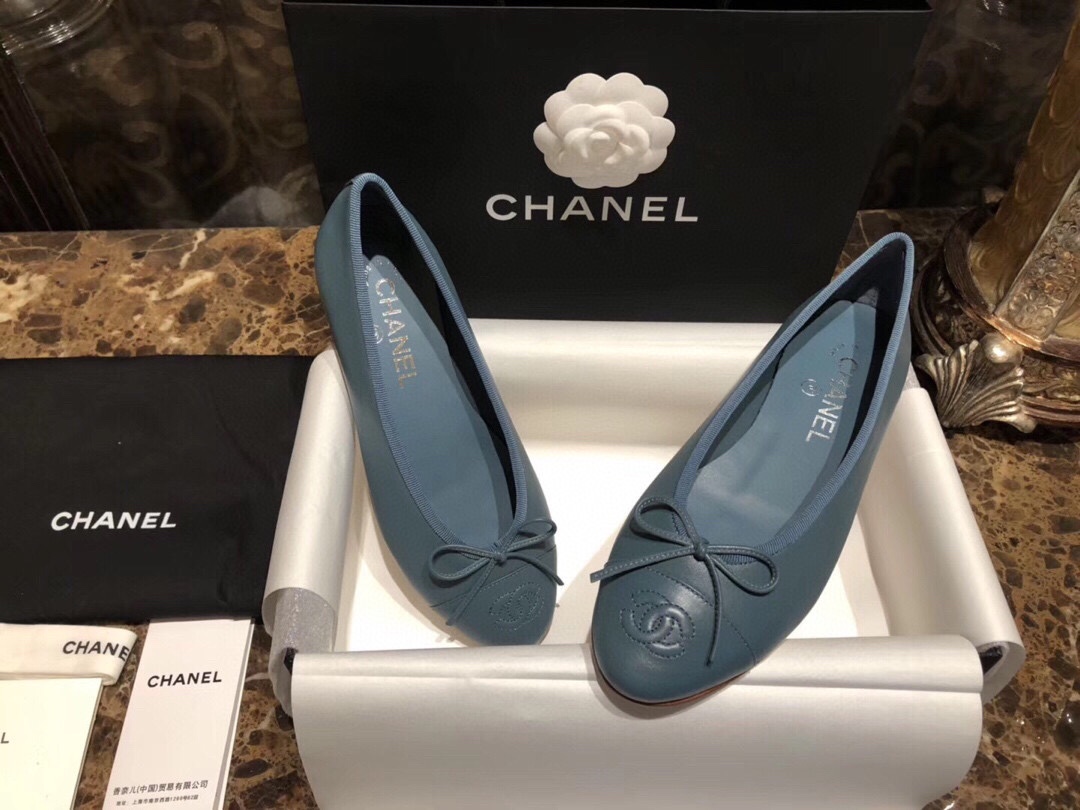 Chanel Blue Ballet Flats