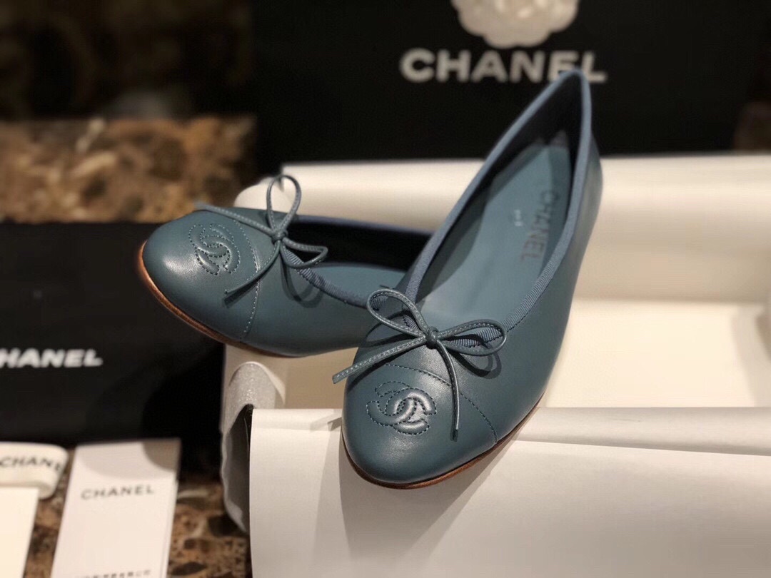 Chanel Blue Ballet Flats