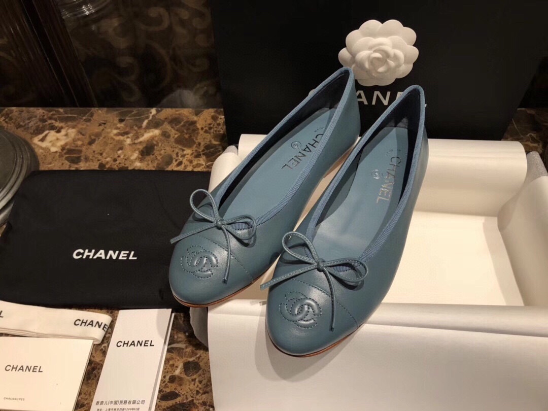 Chanel Blue Ballet Flats