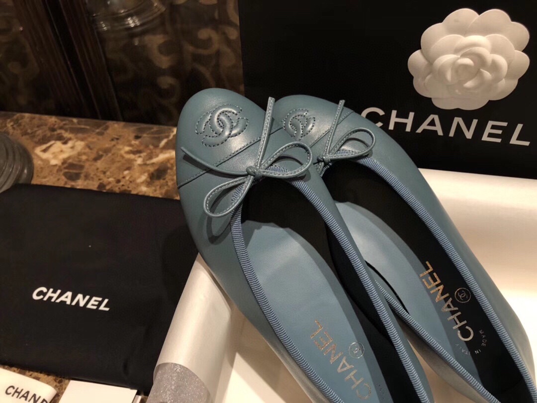 Chanel Blue Ballet Flats