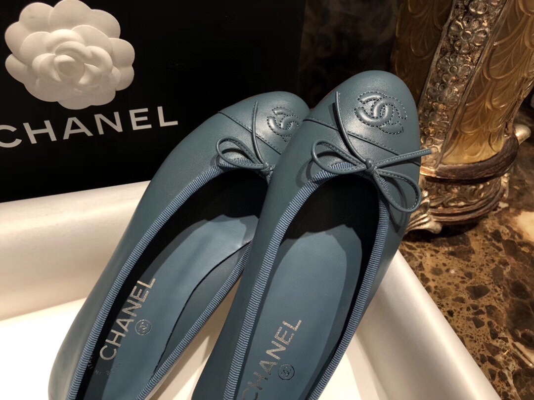 Chanel Blue Ballet Flats