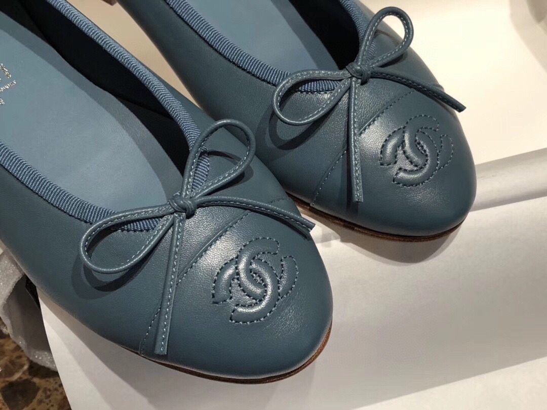 Chanel Blue Ballet Flats