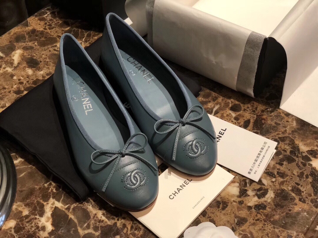 Chanel Blue Ballet Flats