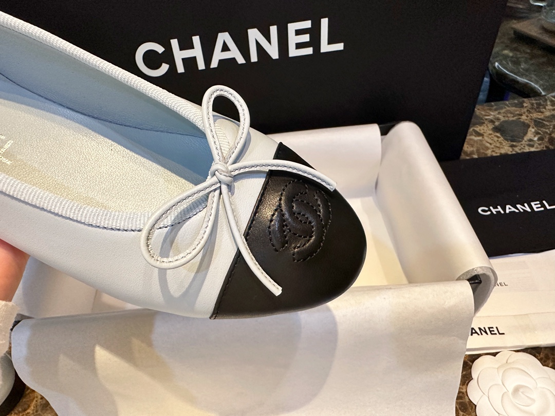 Chanel Haze Blue Petite Sheepskin Ballet Flats