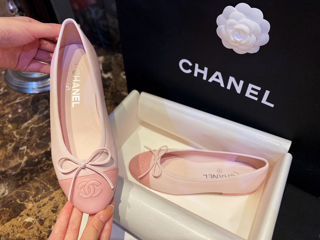 Chanel Cherry Blossom Pink Petite Sheepskin Ballet Flats