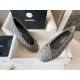 Chanel Elegant Grey Sheepskin Diamond-Pattern Ballet Flats