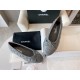 Chanel Elegant Grey Sheepskin Diamond-Pattern Ballet Flats