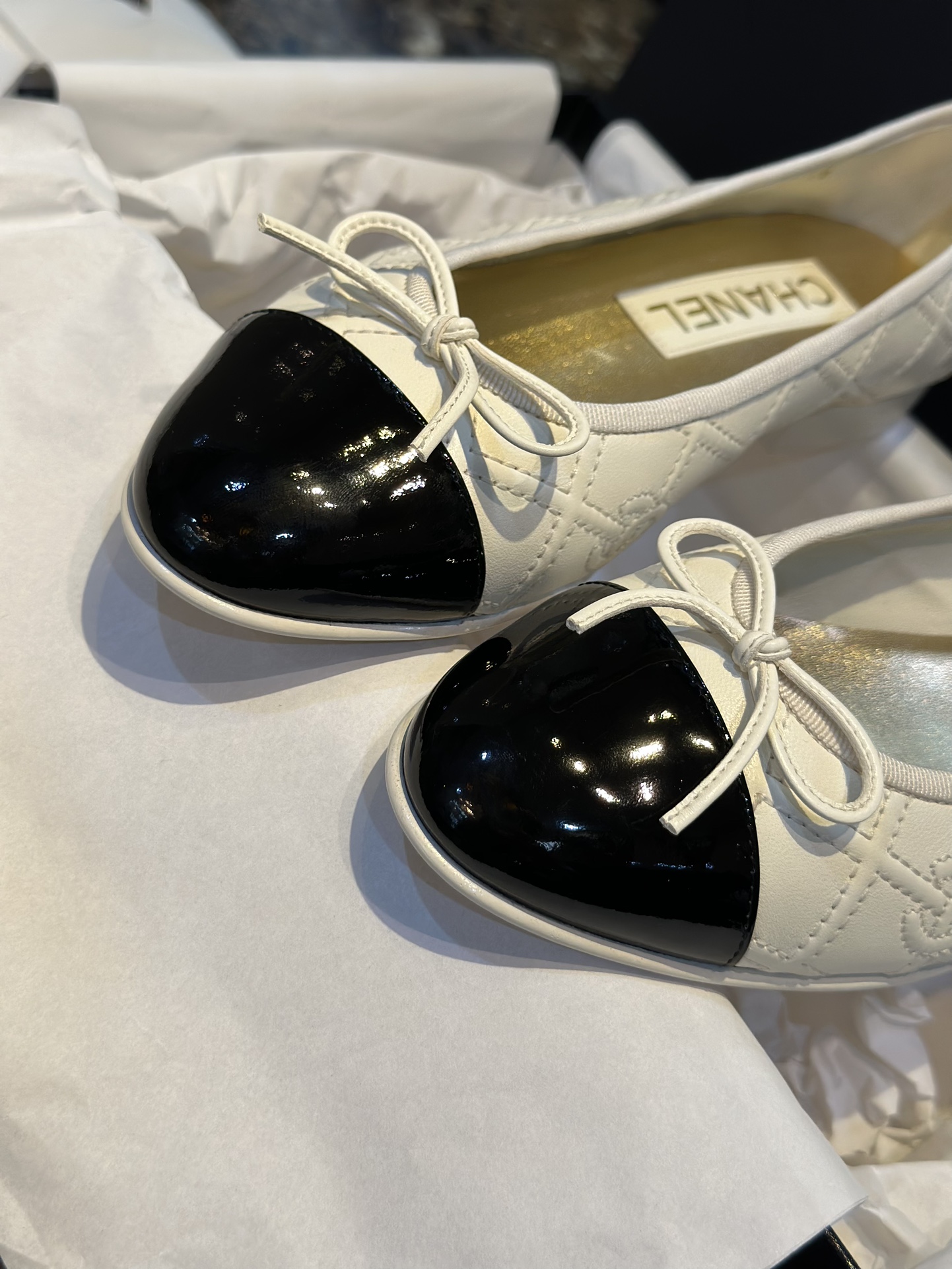 Chanel 3D Embroidered White Ballet Flats