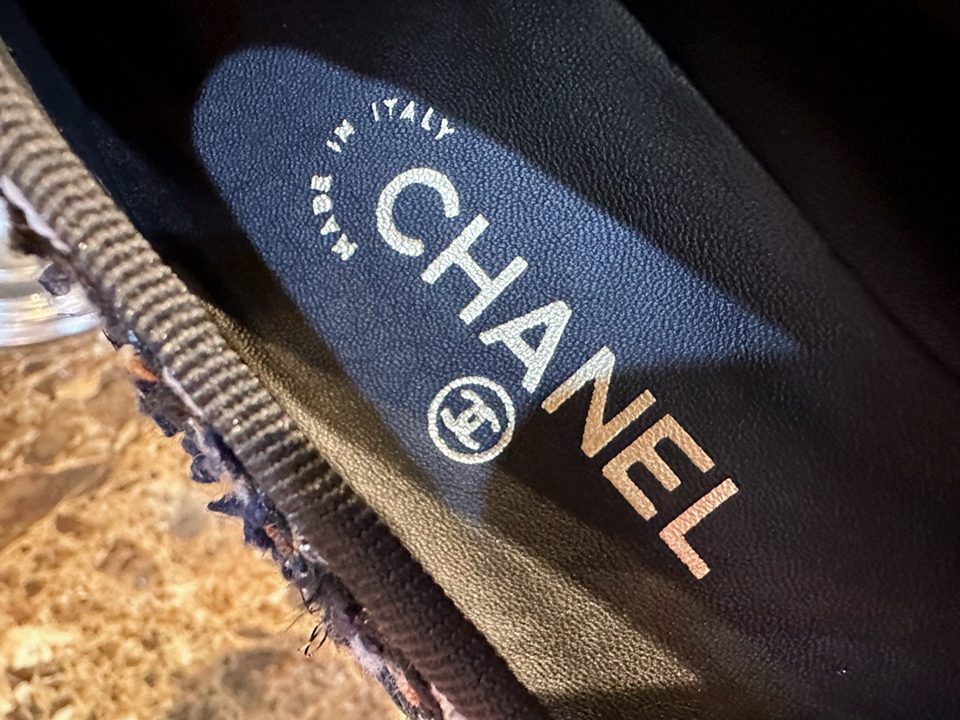 Chanel Black Rainbow Woolen Ballet Flats