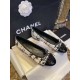 Chanel Black and White Tweed Fringed Ballet Flats