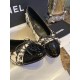 Chanel Black and White Tweed Fringed Ballet Flats