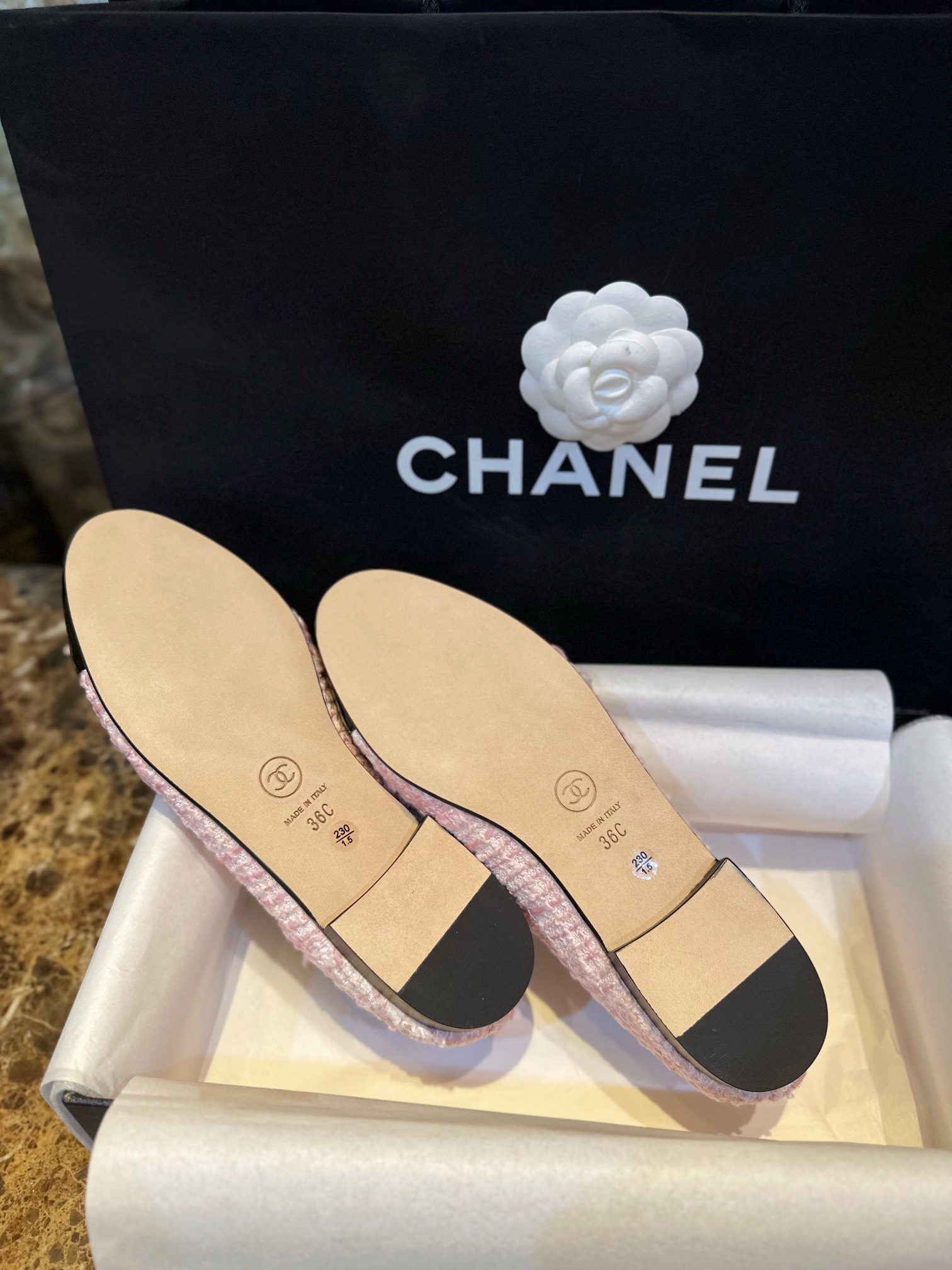 Chanel Lina Belle Pink Velvet Ballet Flats