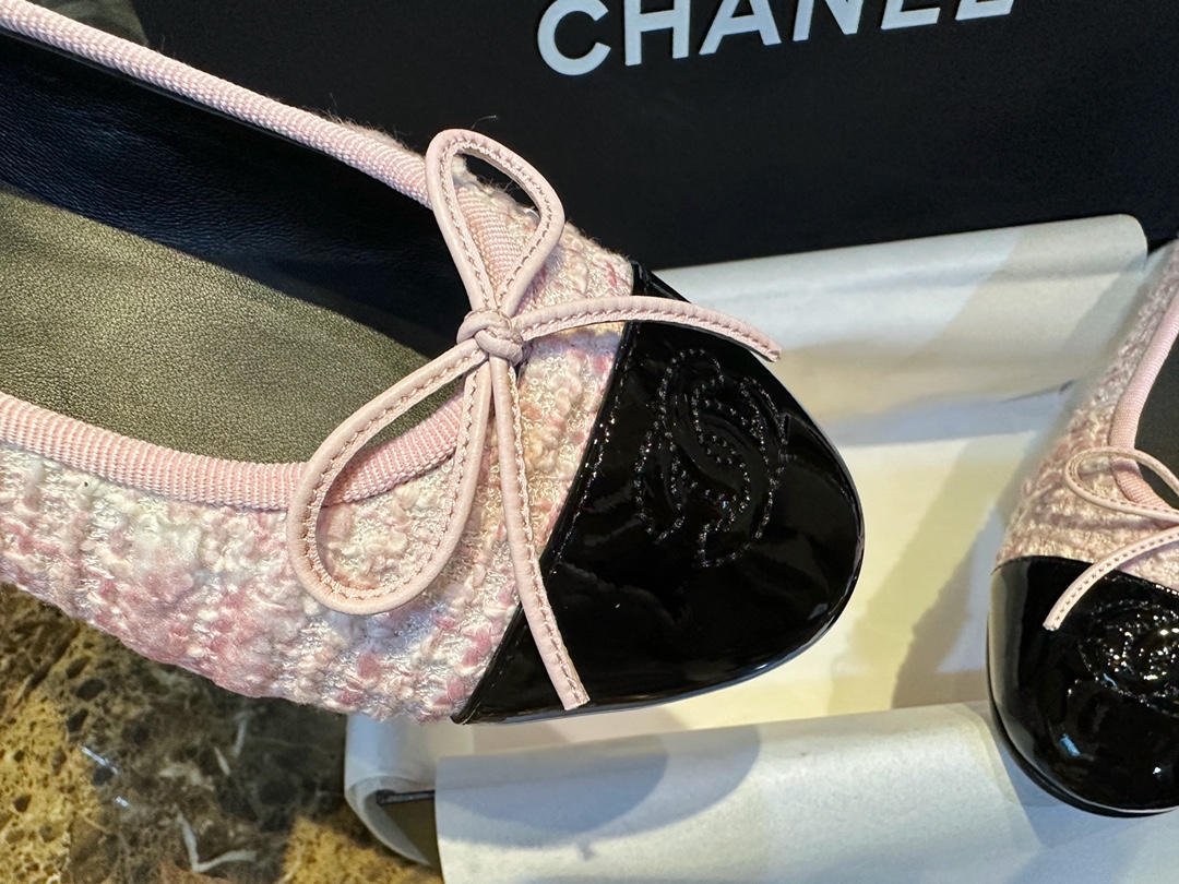 Chanel Lina Belle Pink Velvet Ballet Flats