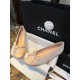 Chanel Apricot Sheepskin Elastic Woolen Ballet Flats