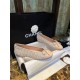 Chanel Apricot Sheepskin Elastic Woolen Ballet Flats