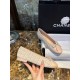 Chanel Apricot Sheepskin Elastic Woolen Ballet Flats