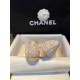 Chanel Apricot Sheepskin Elastic Woolen Ballet Flats