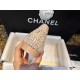 Chanel Apricot Sheepskin Elastic Woolen Ballet Flats