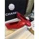 Chanel Red Leather and Wool Ballet Flats