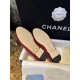 Chanel Red Leather and Wool Ballet Flats