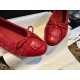 Chanel Red Leather and Wool Ballet Flats