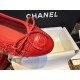 Chanel Red Leather and Wool Ballet Flats