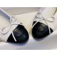 Chanel Snow White Wool and Black Leather Ballet Flats