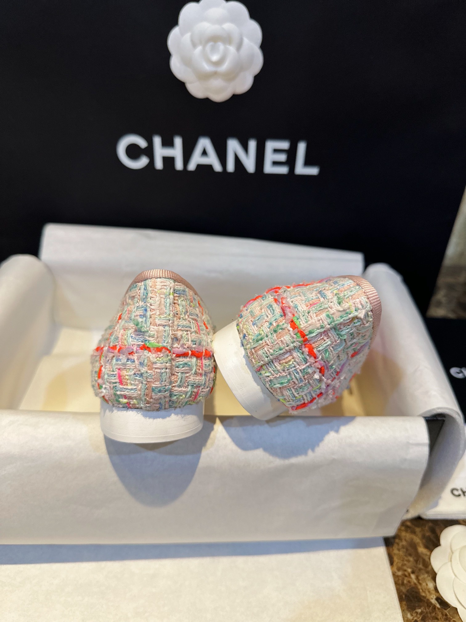 Chanel Pink Wool Ballet Flats