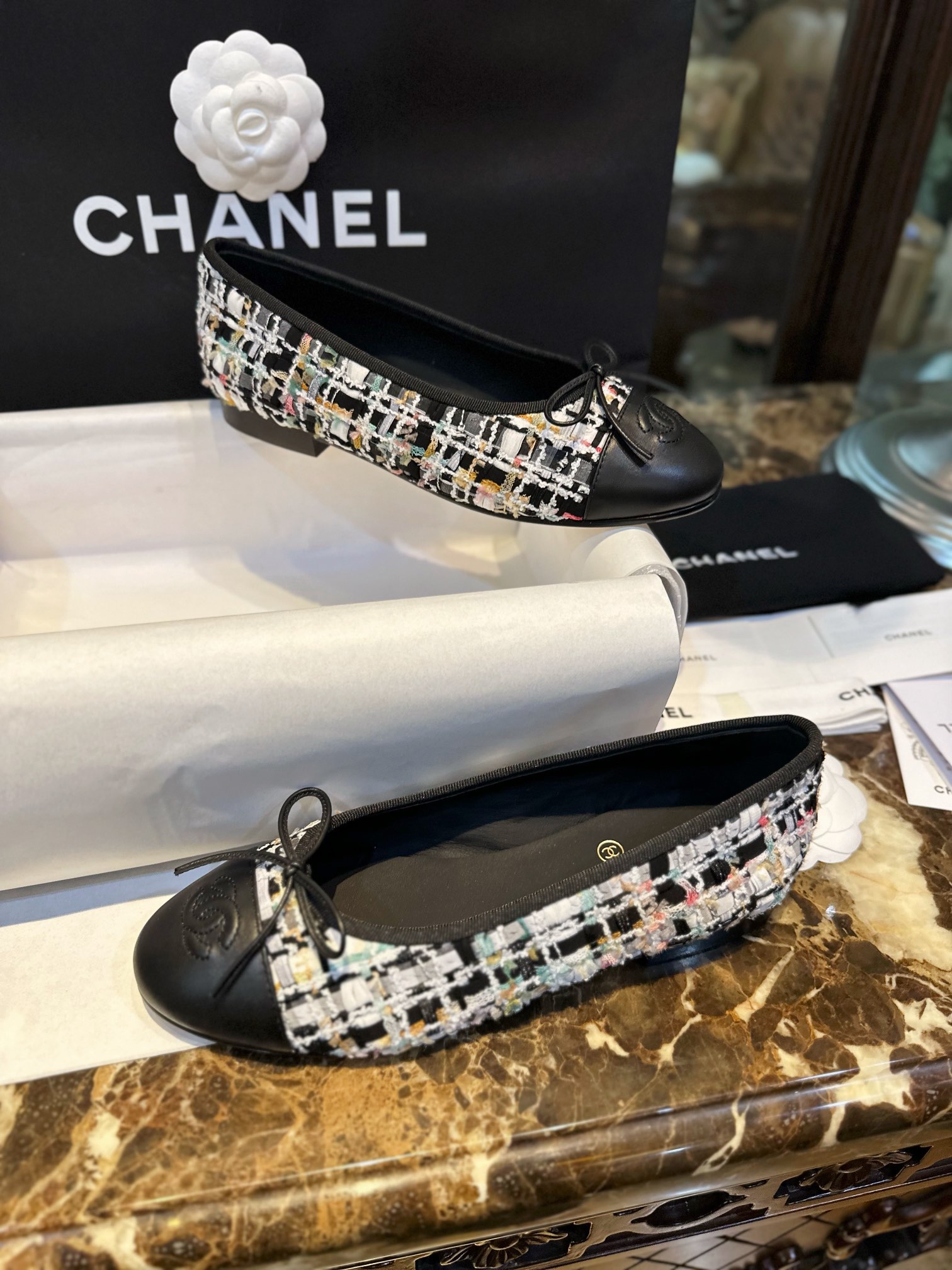 Chanel Lace Knit Ballet Flats