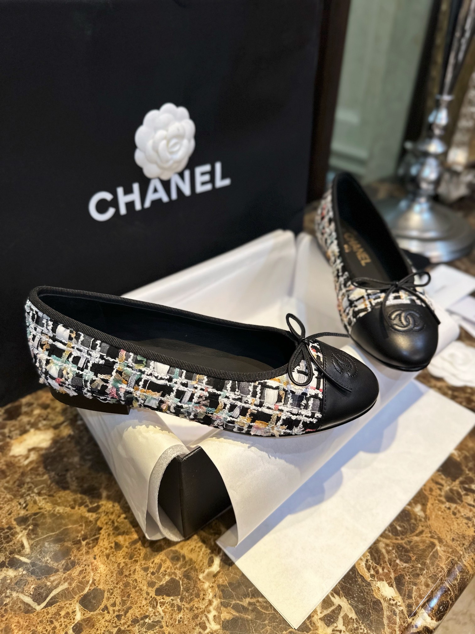 Chanel Lace Knit Ballet Flats