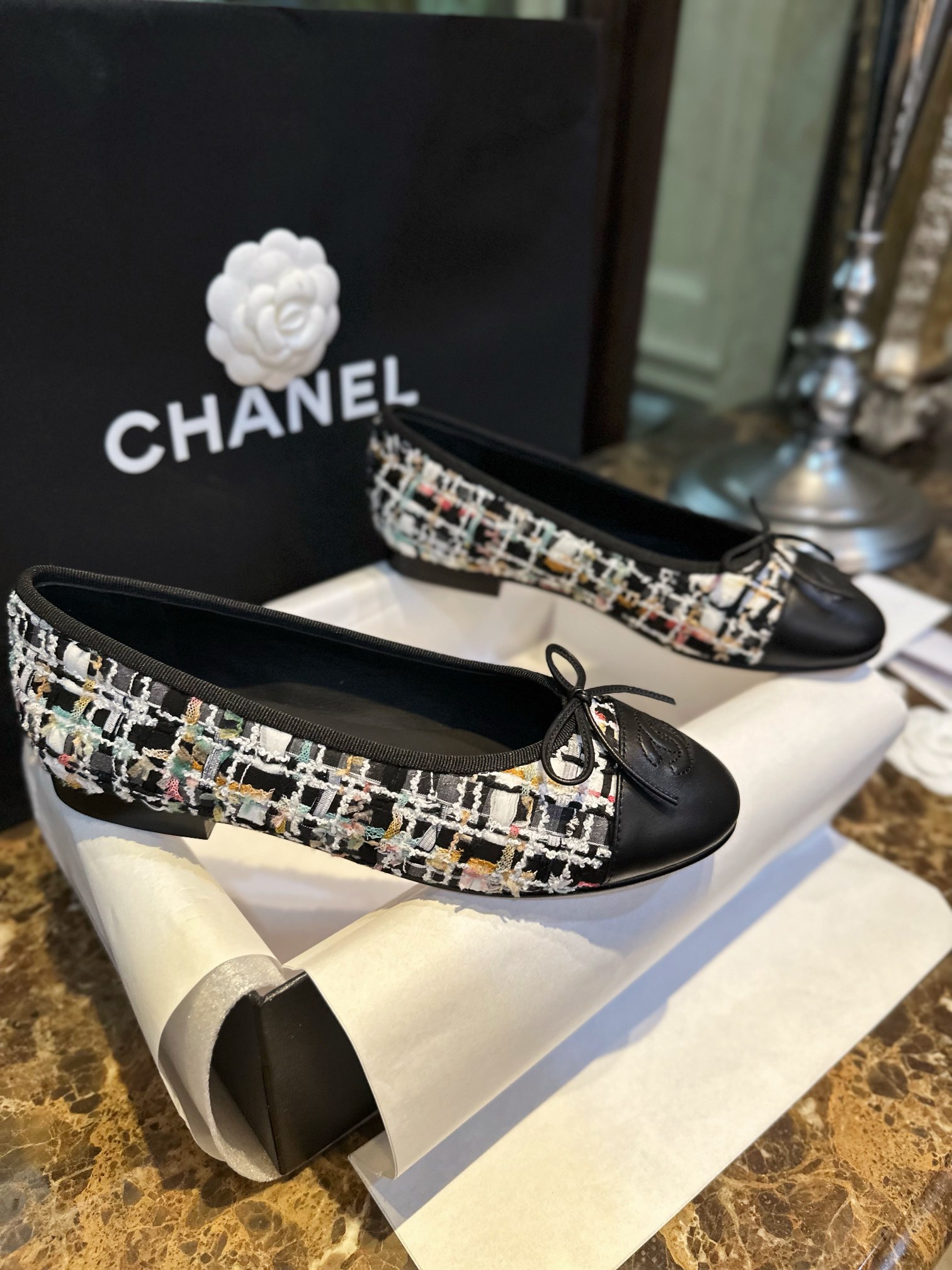 Chanel Lace Knit Ballet Flats