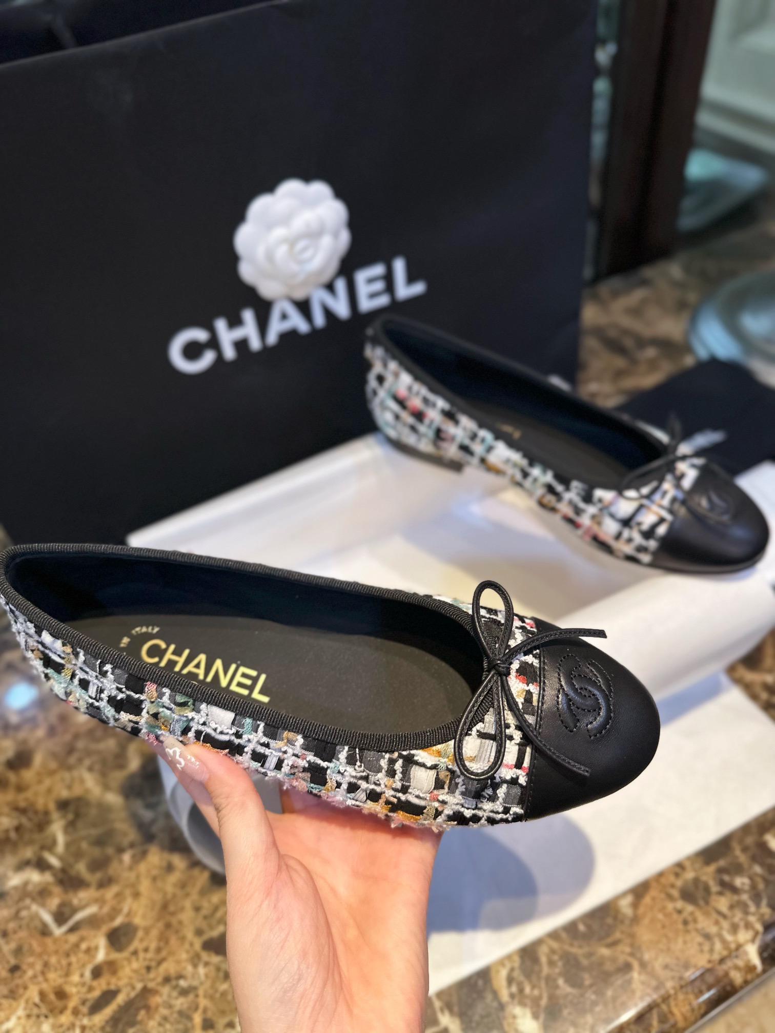 Chanel Lace Knit Ballet Flats