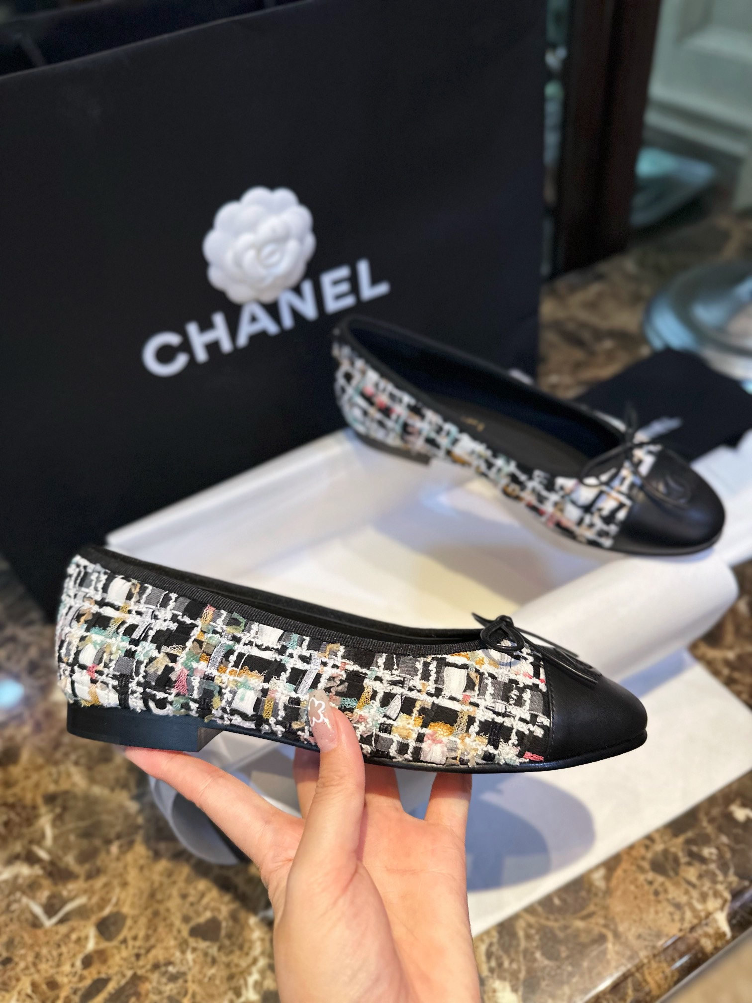 Chanel Lace Knit Ballet Flats