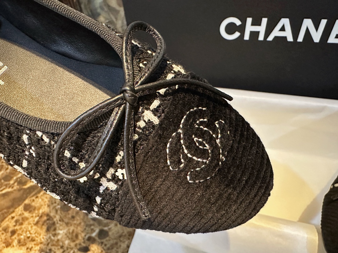 Chanel Camellia Wool Ballet Flats