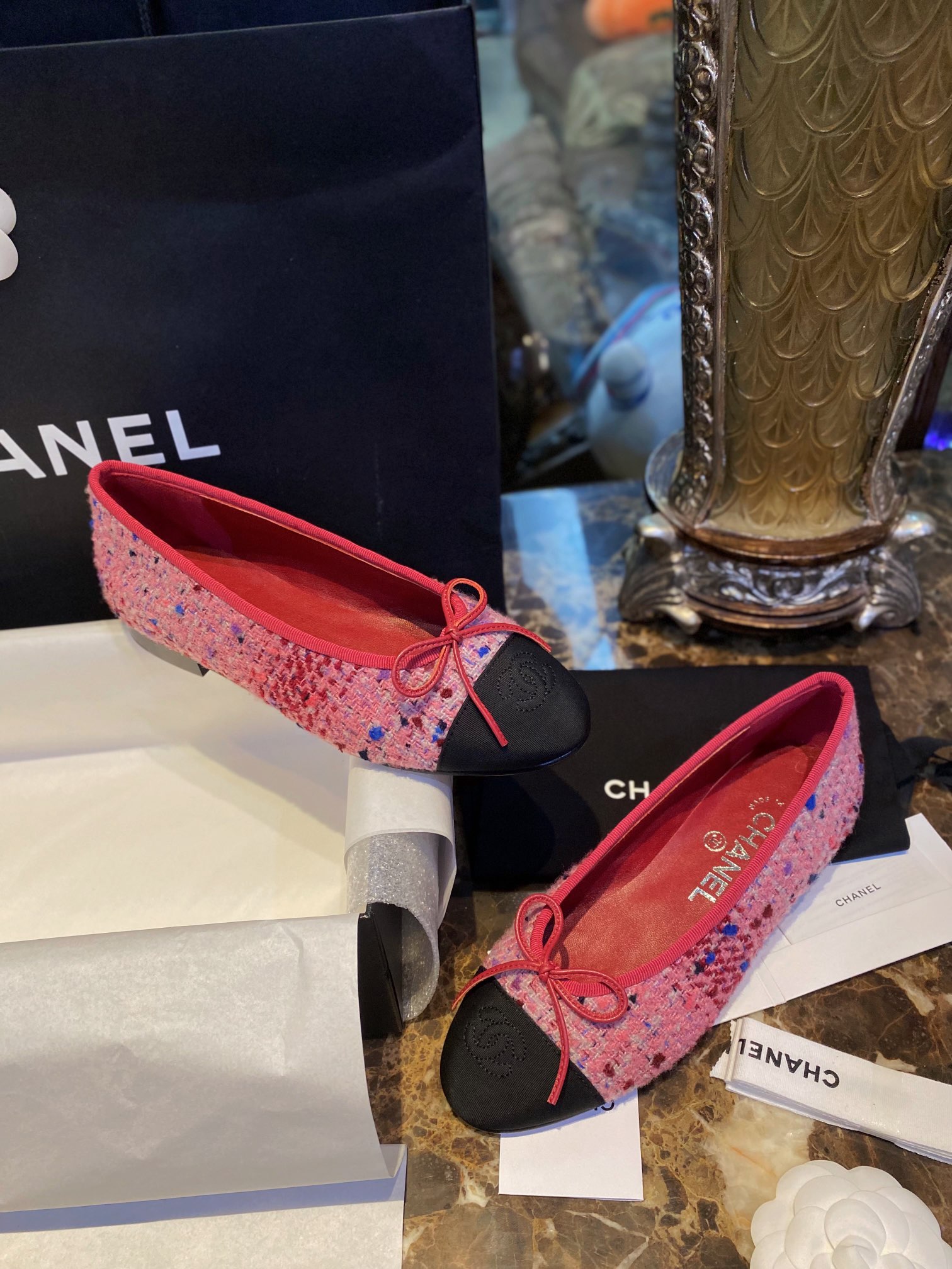 Chanel Dragon Fruit Colored Ballet Flats