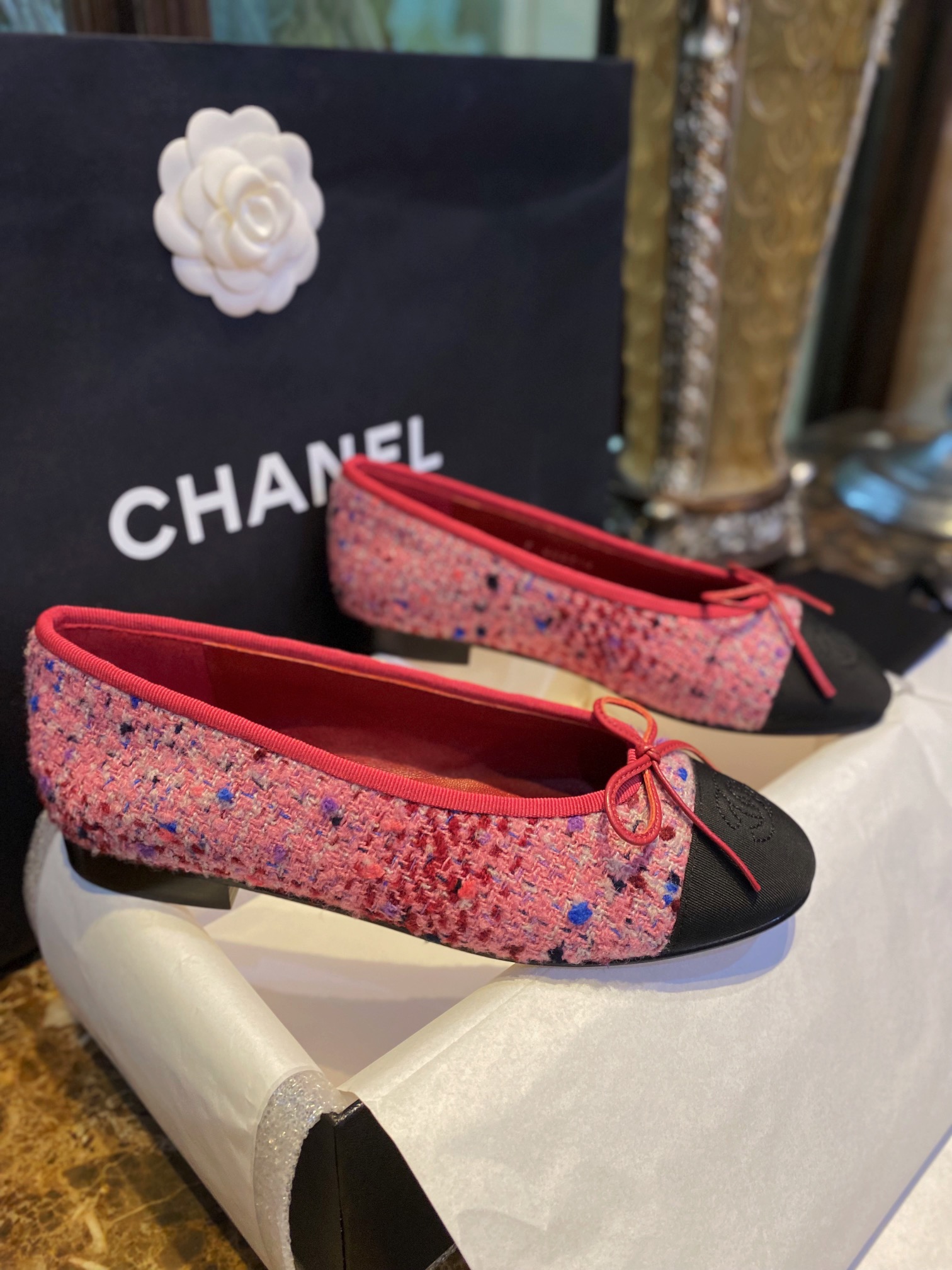 Chanel Dragon Fruit Colored Ballet Flats