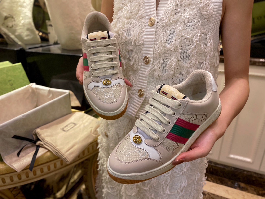 Gucci  Silver White Embroidered Loafers 