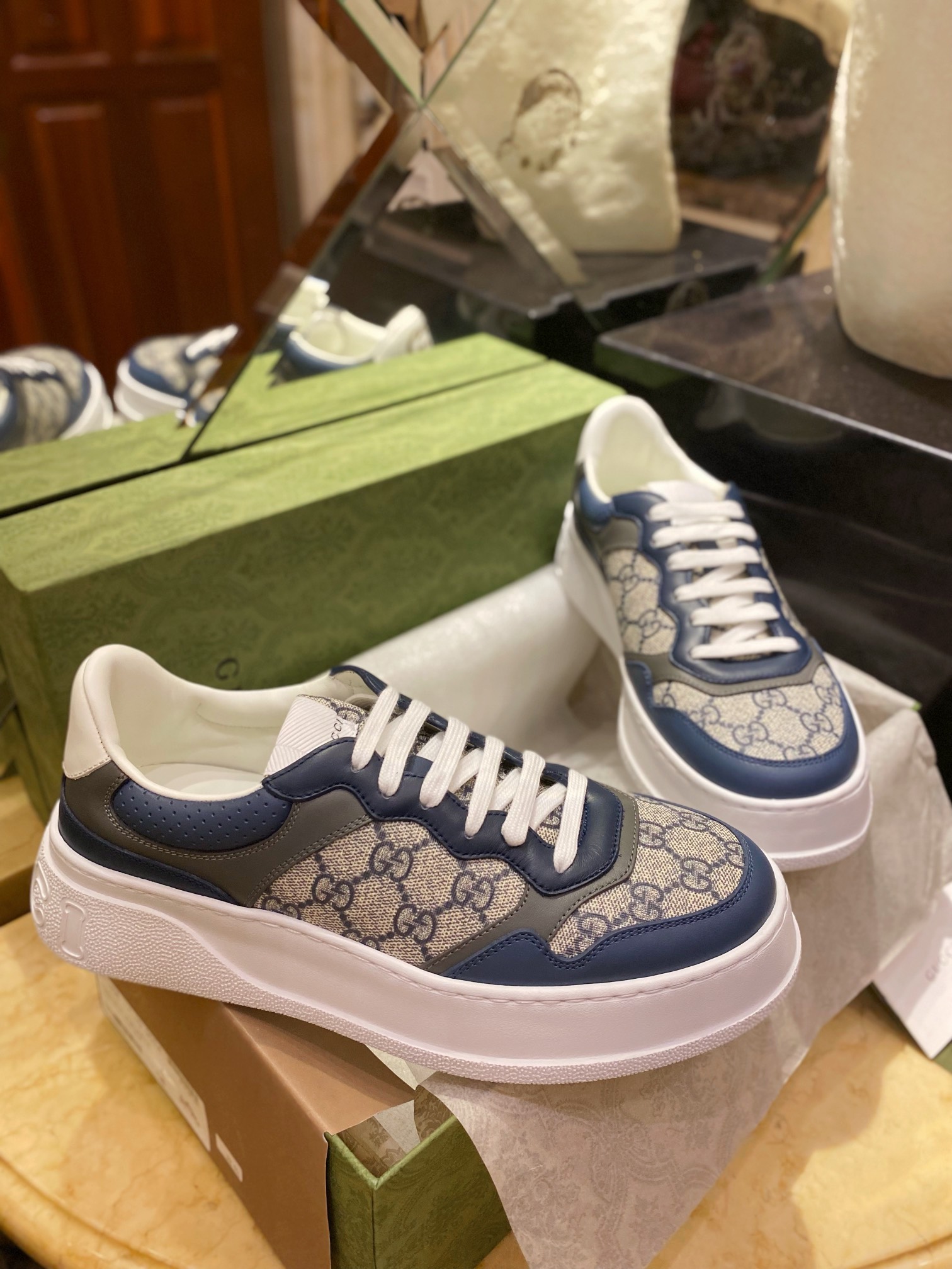  GG Embossed Biscuit Print Sneakers