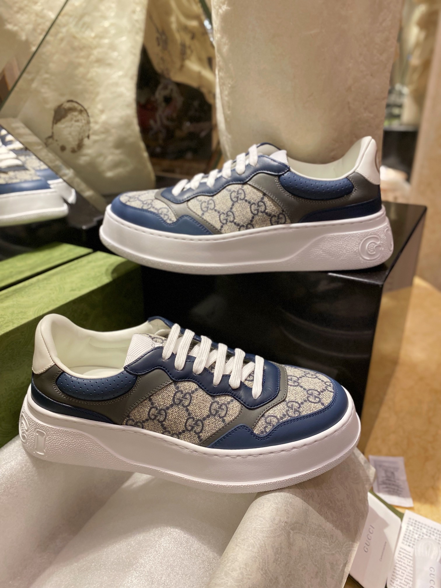  GG Embossed Biscuit Print Sneakers