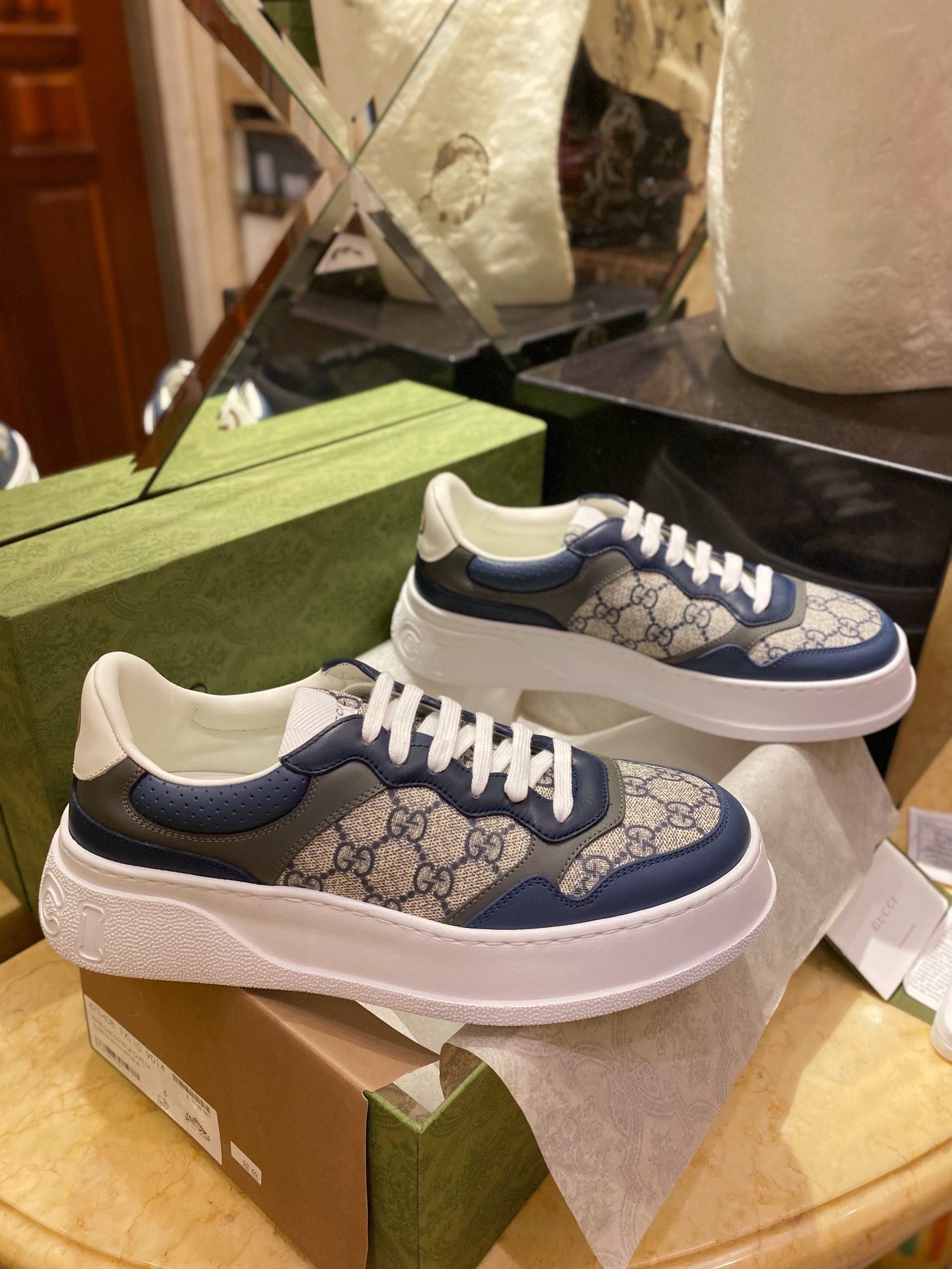  GG Embossed Biscuit Print Sneakers