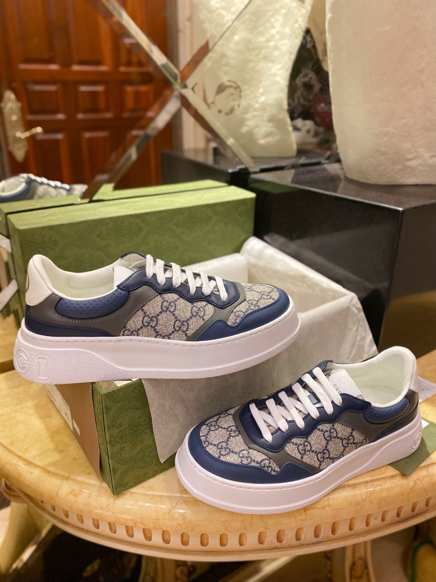  GG Embossed Biscuit Print Sneakers