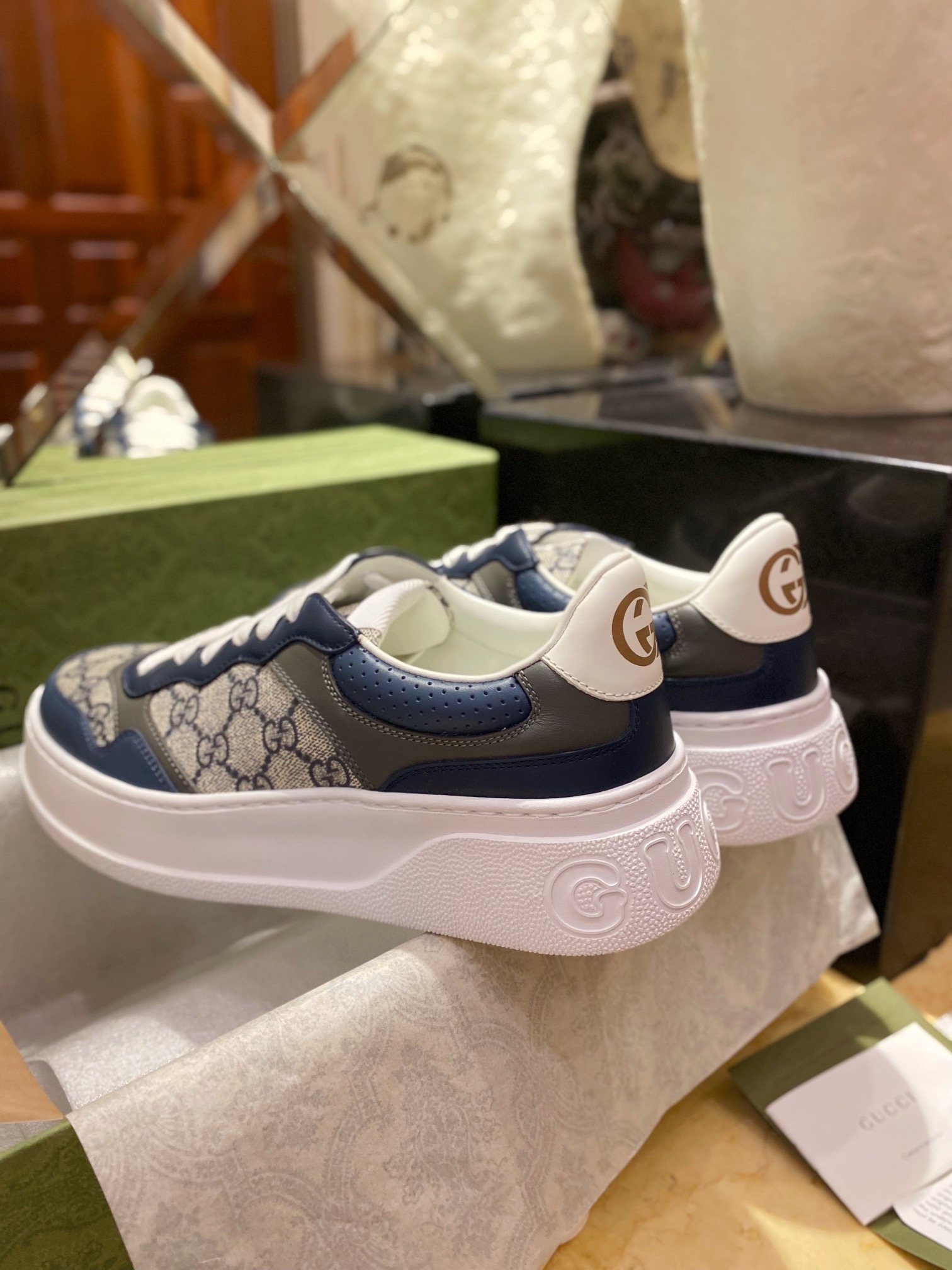  GG Embossed Biscuit Print Sneakers