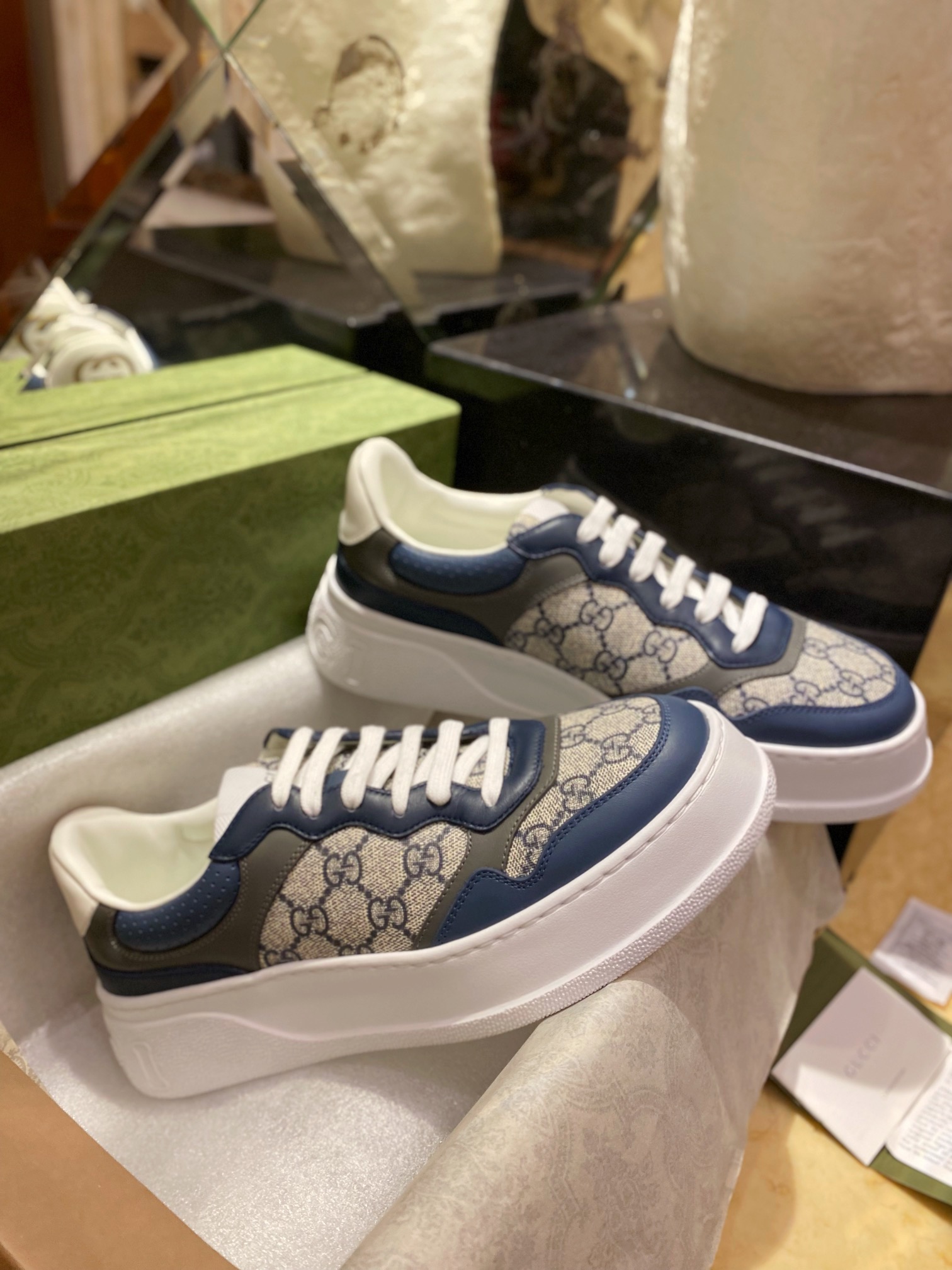  GG Embossed Biscuit Print Sneakers