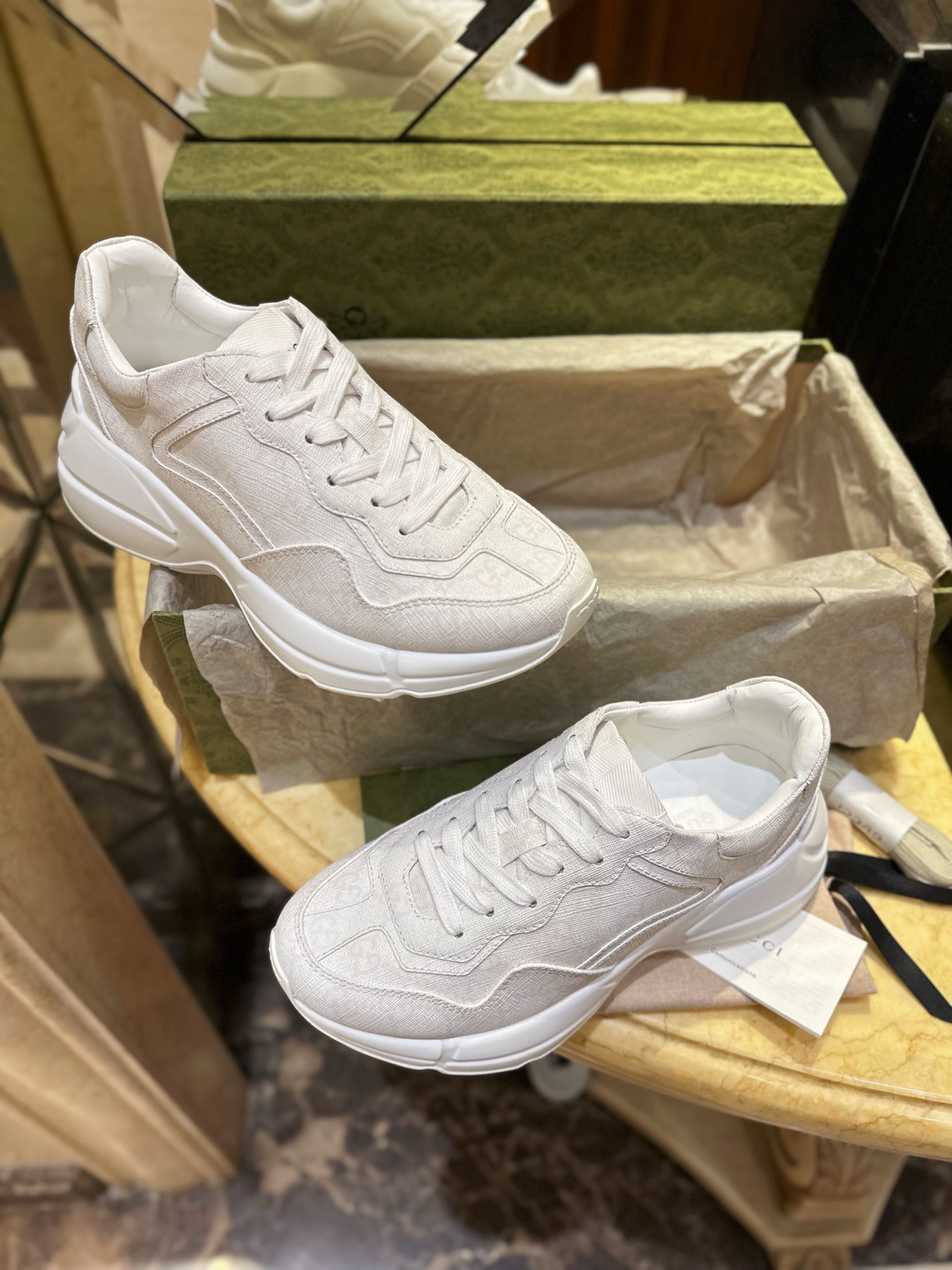 White GG Supreme Canvas Dad Sneakers