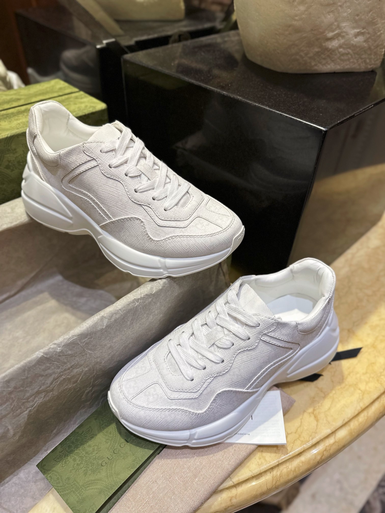 White GG Supreme Canvas Dad Sneakers