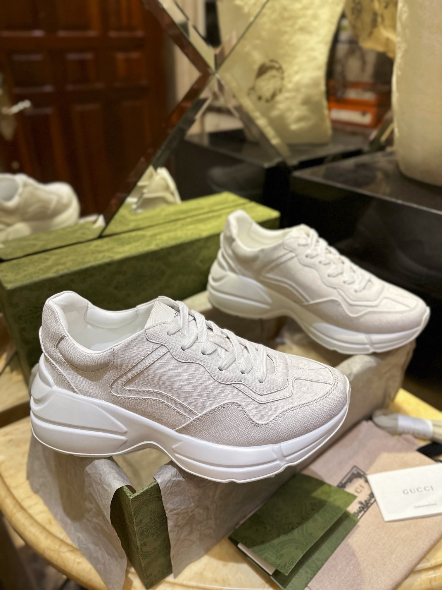 White GG Supreme Canvas Dad Sneakers