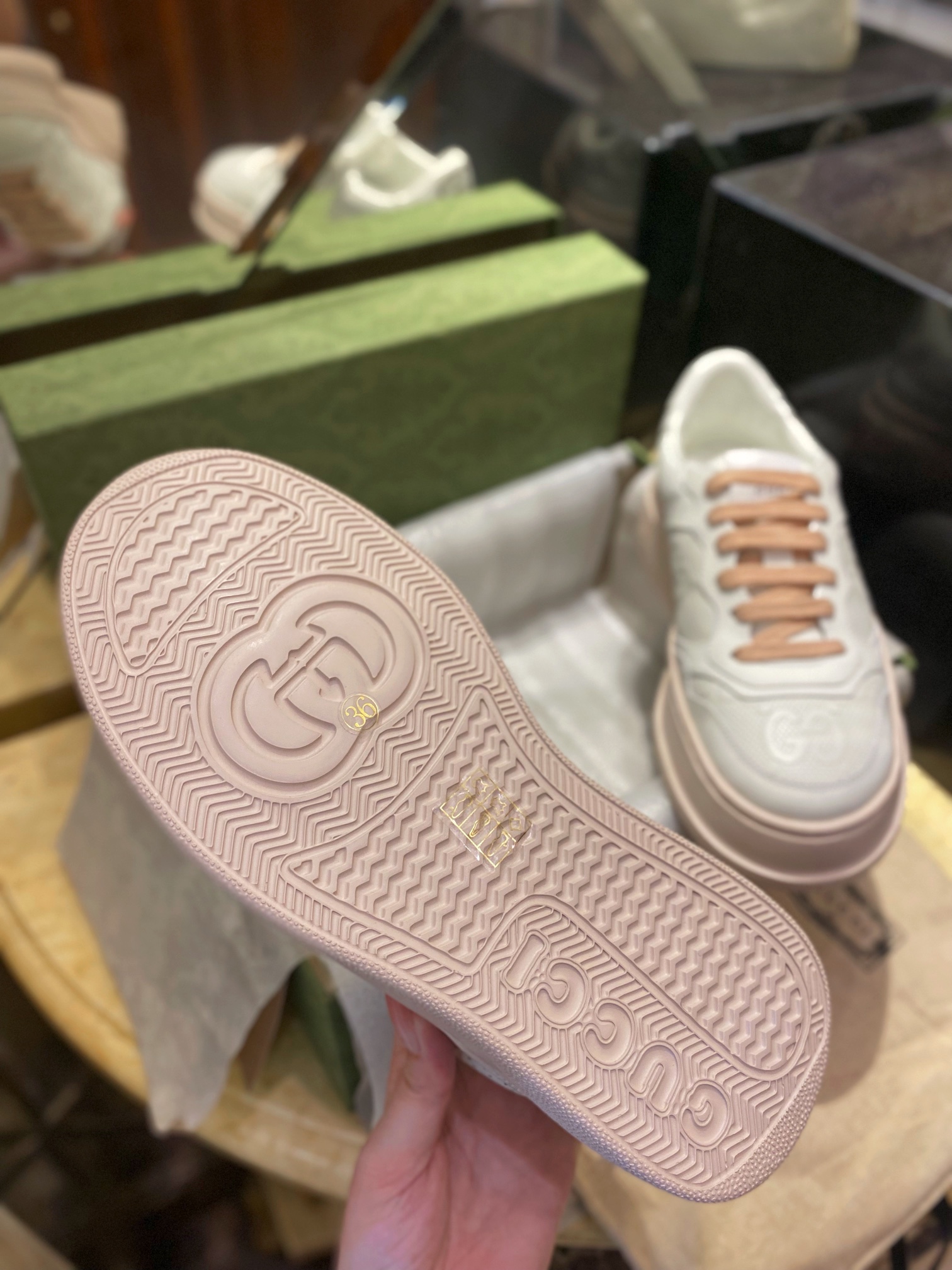 GG Printed Embossed Biscuit Sneakers